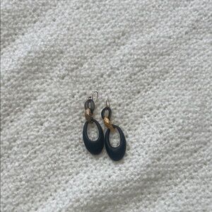 Alexis Bittar Elegant Black and Gold Earrings